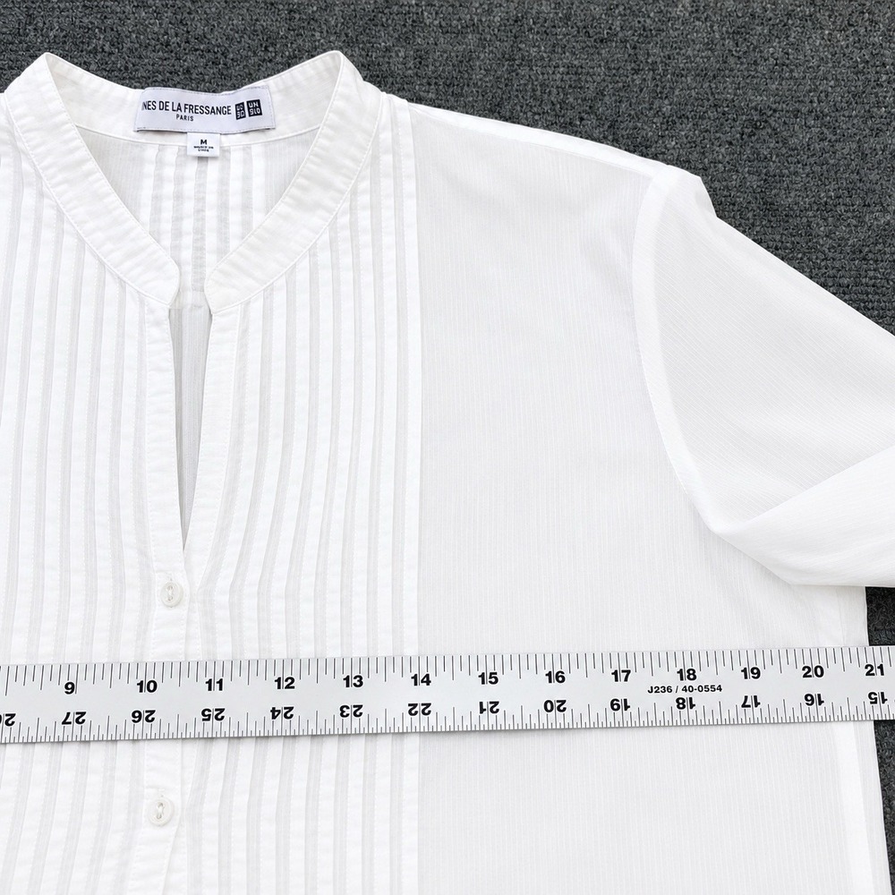 Uniqlo Ines De La Fressange Popover Top Shirt Size M White Pintuck Cottagecore - Picture 4 of 9